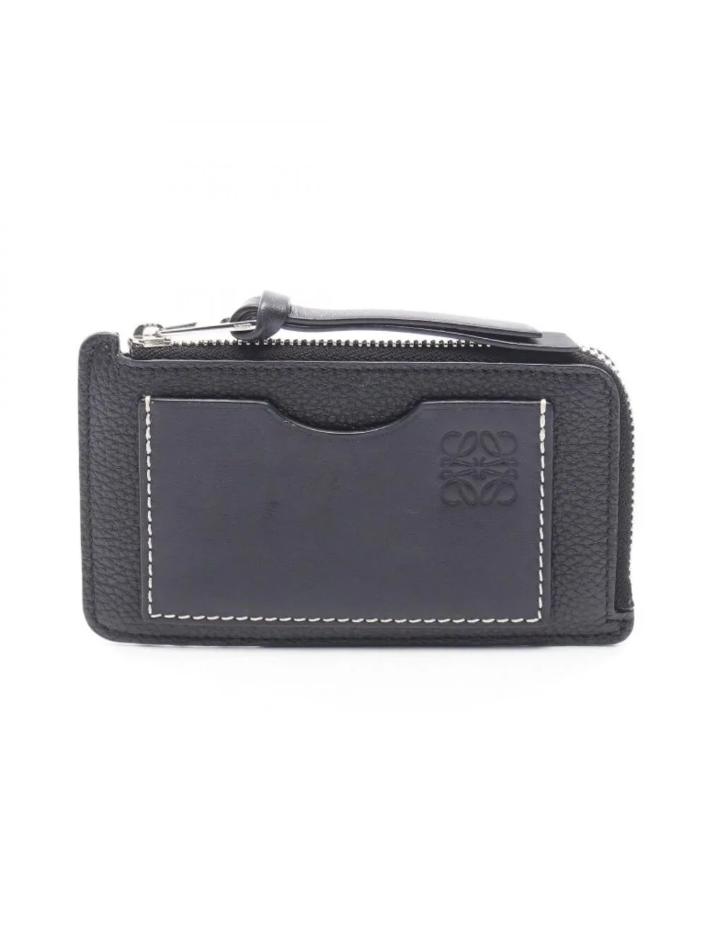Loewe Anagram Coin Card Holder Black White Leather